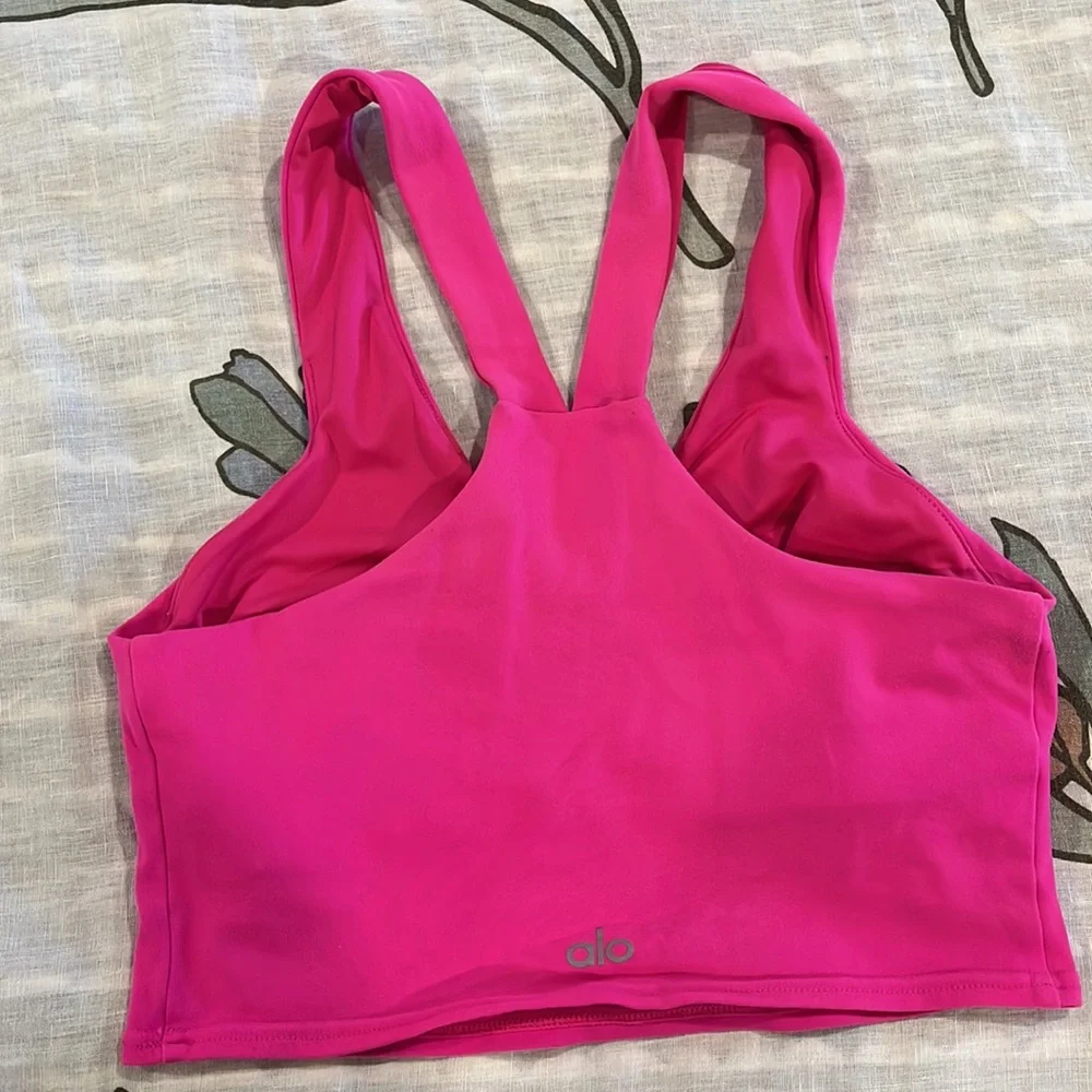 Alo Women’s Hot Pink V-Neck Sports Bralette Real Tank